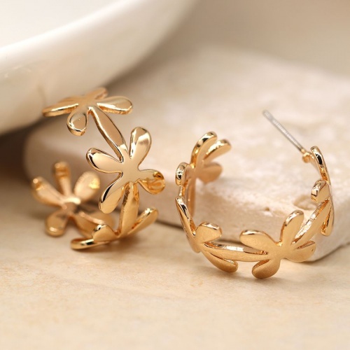 Golden Simple Daisy Chain Hoop Earrings by Peace of Mind